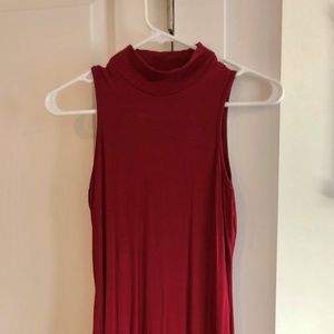 Easy Burgundy High Neck Tank Dress